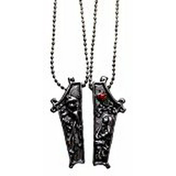 2PC THE NIGHTMARE BEFORE CHRISTMAS Jack/Sally Coffin Couple Pendant Necklace HOT